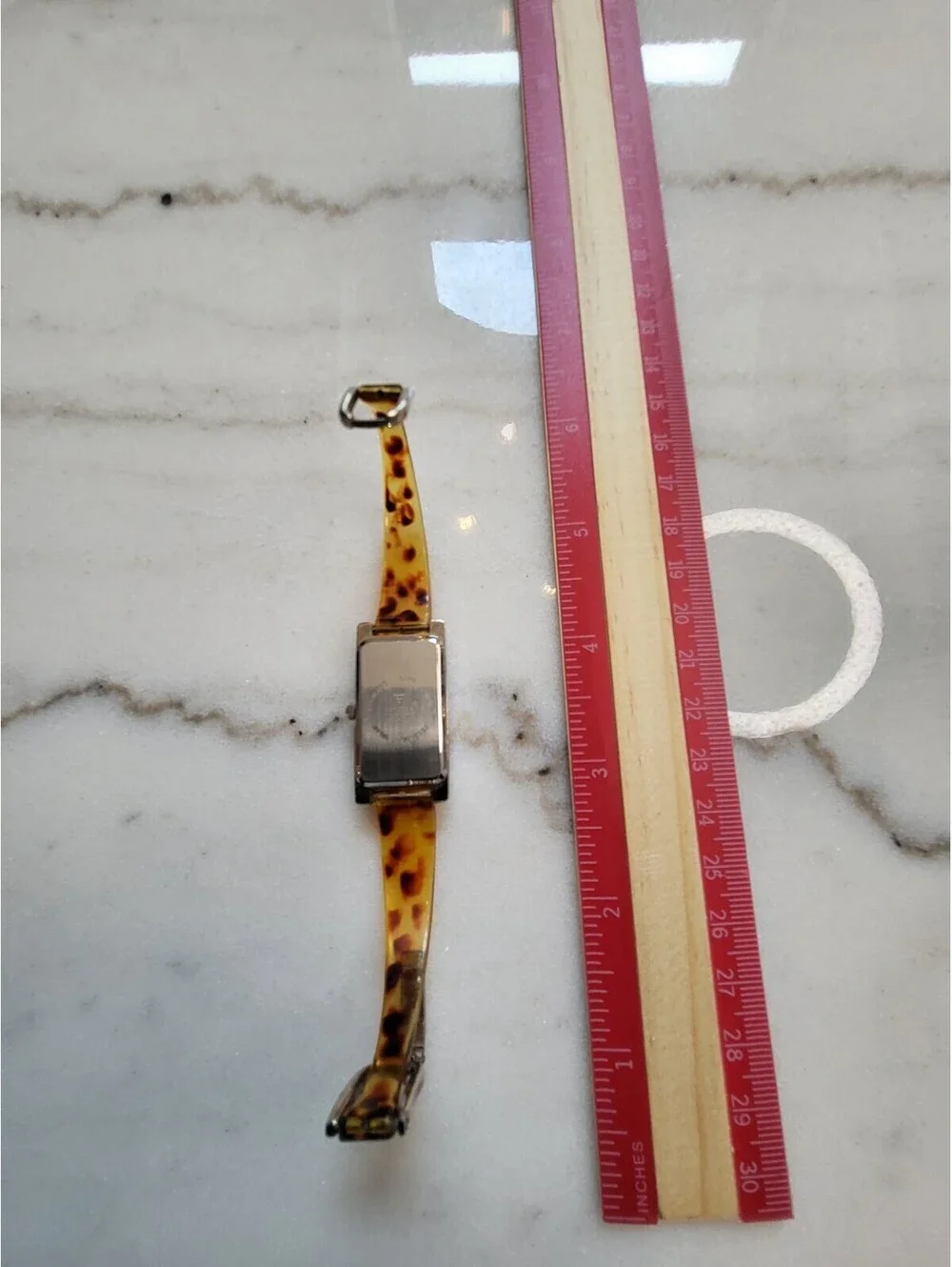 Vtg FOCUS Womens Watch SilverCase Bakelite Leopard Band JapanMvmt Working EUC 7
